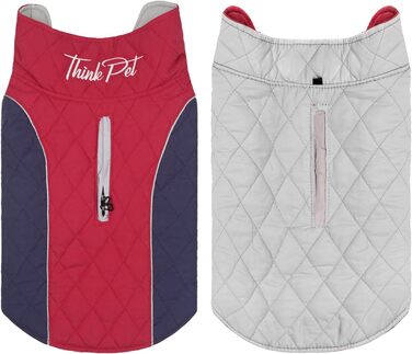 Зимова куртка ThinkPet Dog Coat, 4XL, Червоний і Темно-Синій, Світловідбиваючі смуги, Velcro, Outdoor