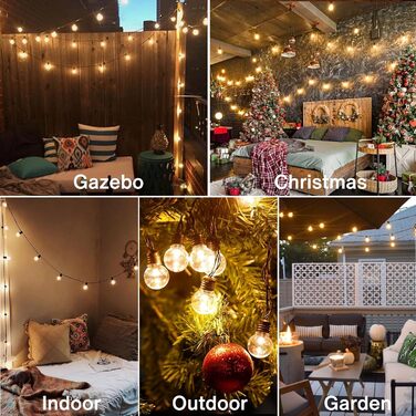 Ланцюжок прикрас для зовнішнього використання на батарейках G30, 9м, 20 LED, тепле біле світло, з пульт дистанційного керування, таймер, диммування, IP64, для саду, ялинки, балкона, бістро.