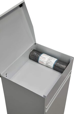 Сталевий кошик для сміття Arregui Top CR222-B з ящиком для зберігання з кришкою, системою відділення сміття з 2 внутрішніми пластиковими знімними відрами з ручкою, 2x17l (34 л), світло-сірого кольору