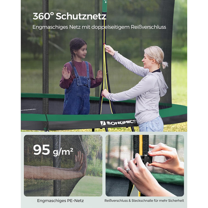 Батут SONGMICS вуличний Ø427 см з захисною сіткою та драбиною, чорно-зелений