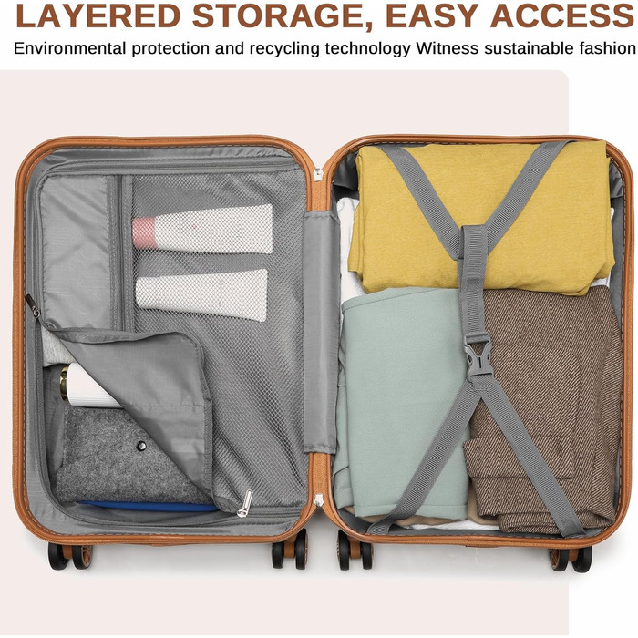 Набір валіз KONO 2 в 1: велика валіза (54 см) та косметичка (білий/чорний/коричневий)