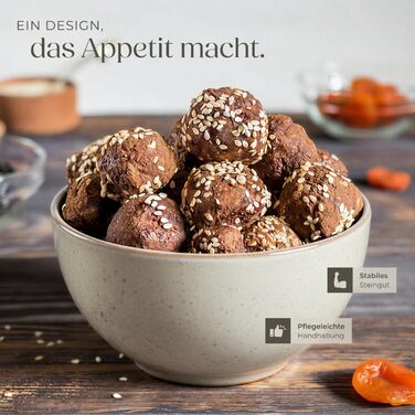 Набір посуду tectake® на 6 осіб (30 предметів), керамічний посуд, ручної роботи, з тарілками, мисками та чашками, придатний для миття в посудомийній машині та використання в мікрохвильовій печі - (24 предмети, Mid Sea)