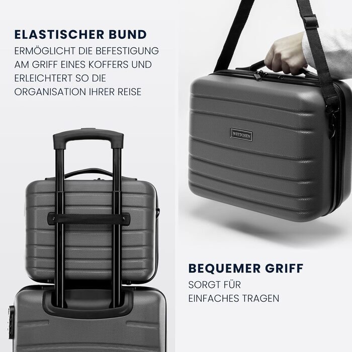 Чемодан для косметики/ручної поклажі WITTCHEN Globe Line | ABS, кодовий замок, 25 x 33 x 16,5 см, чорний | Підходить для Lufthansa, Eurowings, Ryanair, Condor, Discover Airlines
