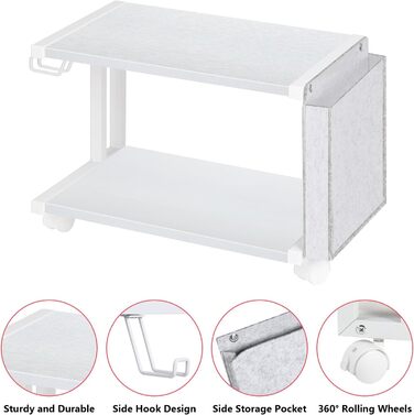 Друкерний стіл Shinoske з 2 рівнями, ролик з дерева та металу, 45x29x33 см. Підходить для принтера, сканера, факсу, офісу та дому