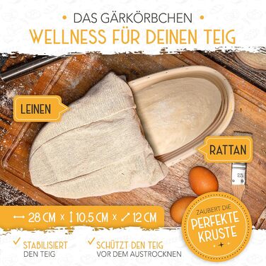 Форма для випікання хліба з кришкою та кошиком для підйому тіста - Robuste 28см, чавун - ідеальна для хліба, тостів, кексів