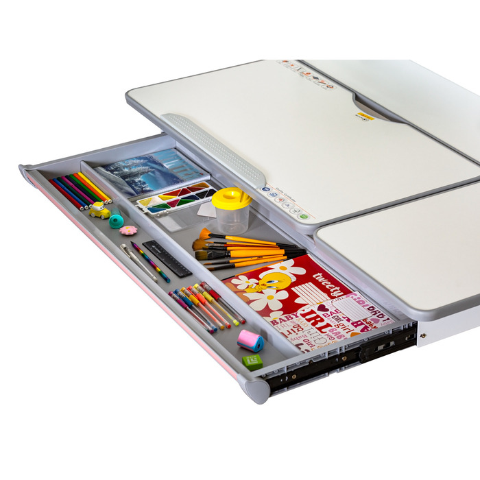 Дитячий стіл Mealux Vancouver Multicolor PN з полицею S50 (арт. BD-620 W/G MC+ PN+ S50 WG)