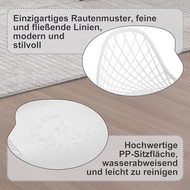 Стілець для їдальні, кухні, вітальні, балкон - сучасний, білий, пластик, металеві ніжки, комплект з 8 шт. K0018EZS-4