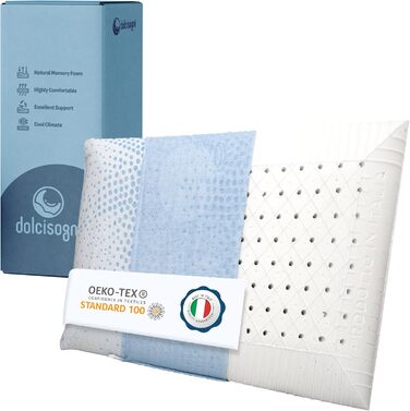 Подушка для дитячого ліжечка Kinder Dolci Sogni з Memory Foam, 50x30x5.5 см, знімний чохол з алое, для малюків та дітей