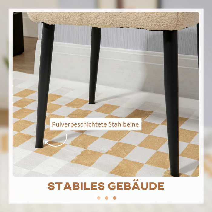 Табурет для макіяжу HOMCOM Footstool Квадратний пуф Cashmere Look зі сталевими ніжками для вітальні Спальні бежевий 42x42x47см