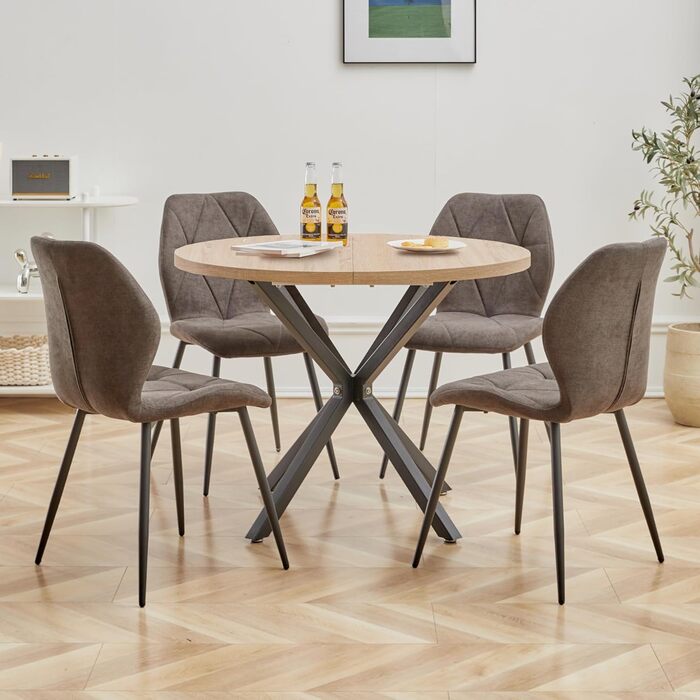 Обідні стільці GrandCA HOME, 6 шт. в наборі, чорного кольору, з м'яким сидінням та металевими ніжками, стиль скандинавський