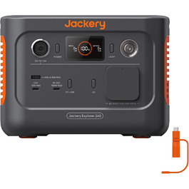 Портативний генератор Jackery Explorer 240 v2 з LiFePO4 акумулятором 256Wh, 300W AC та 100W USB-C вихід, для кемпінгу, подорожей та резервного живлення (відновлений)