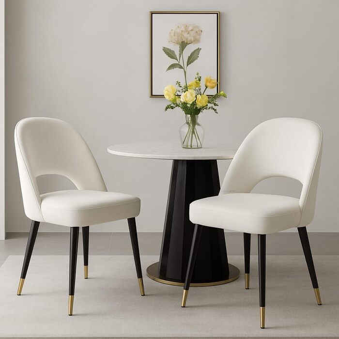 Набір з 2-х м'яких крісел з велюру для вітальні/кухні. Сучасний дизайн, без підлокітників, металеві ніжки (Бежевий)