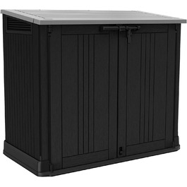 Keter Store it Out Nova пластиковий сарай для саду, 132x71,5x113,5 см, 880 л, темно-сірий, для 2x120 л сміттєвих баків, вуличний, водостійкий, з можливістю замикання