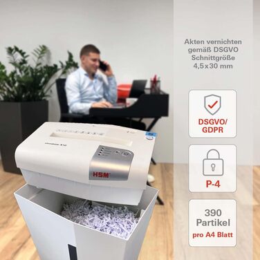 Шредер HSM Shredstar X10: безпечне знищення документів, P-4, 10 аркушів, 4.5x30 мм, для дому та офісу