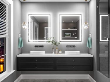 Дзеркало для ванної кімнати TETOTE з підсвічуванням 90x90 см, без рами, LED-touch, 3 кольори, регулювання яскравості, антизапар, пам'ять