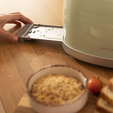 Тостер Cecotec Toast&Taste 800 Vintage Green, 850 Вт, 2 відділення, зелений, нержавіюча сталь, ретро-дизайн