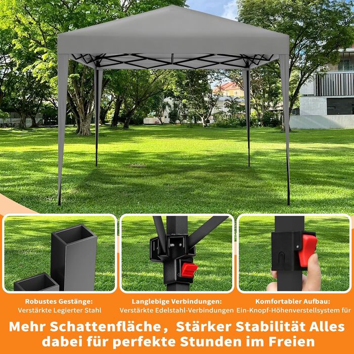 Павільйон 3x3 з 4 стінками, розкладний, стабільний, з сумкою для перенесення, зимостійкий, захист від сонця UV 50+, регульована висота, для вечірок, саду, відпочинку на природі, сірий