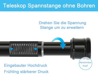 Штанга для душу без свердління, телескопічна, висувна, 85-270 см, діаметр 32 мм, для ванної кімнати/спальні, срібна