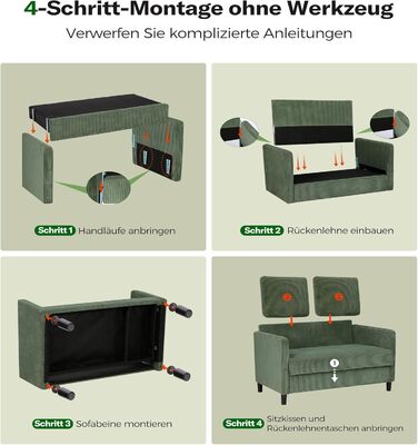 Зручне дитяче ліжко-софа 2 місця з дерева, 130 см, зелений колір