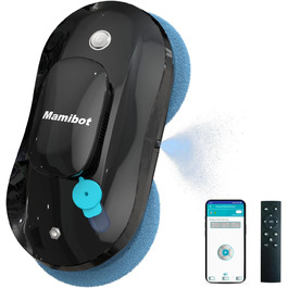 Робот для миття вікон Mamibot W110-P, автоматичний склоочисник з інтелектуальною навігацією, антифол, керування через додаток і пульт, для скла й плитки, 12 серветок, чорний
