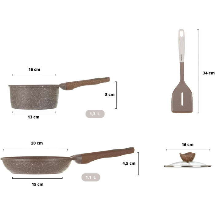 Набір каструль та сковорідок KASANOVA з антипригарним покриттям, індукційне дно, 4 шт.