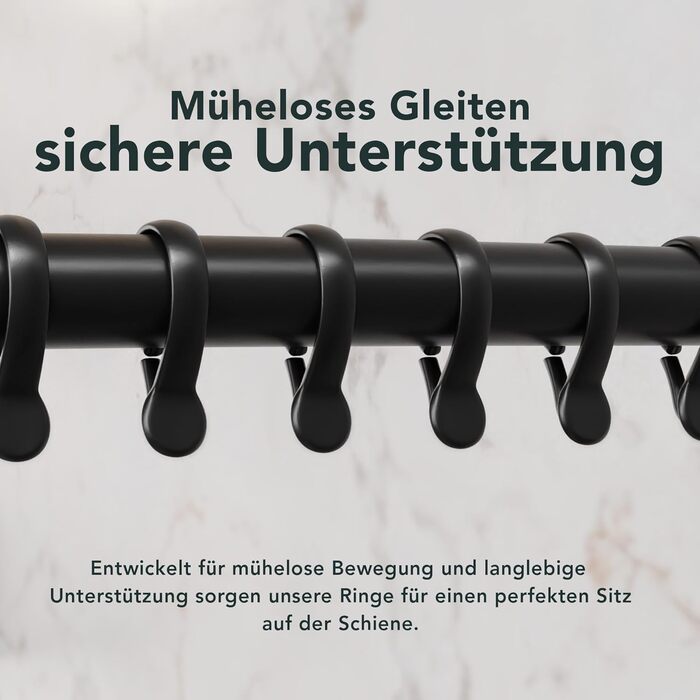 Штанга для душу Ericha L-подібної та U-подібної форми - 4-в-1 для ванни та душу - сталева з порошковим покриттям (чорна)
