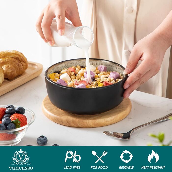 Набір посуду Vancasso AMBER на 12 осіб, 48 предметів: тарілки обідні, десертні, супові, миски. Реактивна глазур, жовтий. Підходить для мийки посуду