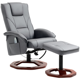 Масажне крісло HOMCOM Recliner з табуреткою Телевізор Функція відкидання на 360° з бічною кишенею Штучна шкіра 73 x 83 x 106см Темно-сірий | Аосом