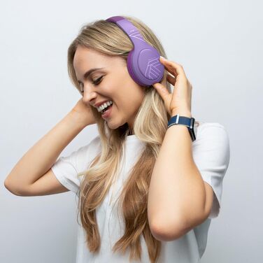 Накладні навушники PowerLocus Bluetooth, час відтворення 70 годин, Hi-Fi баси, складні, з мікрофоном (фіолетовий)