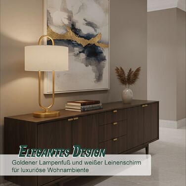 Relaxdays Настільна лампа U-подібної форми з лляним абажуром