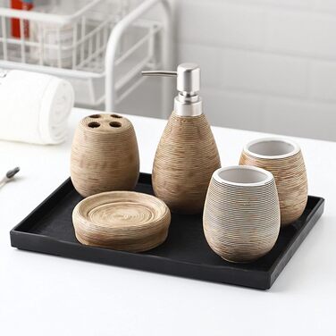 Набір аксесуарів для ванної кімнати Beige, 6 предметів, кераміка, декор, мильниця, дозатор для мила, подарунок