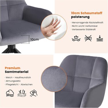 Набір з 2 стільців Sweetcrispy для їдальні, кухонні, з м'яким сидінням, обертаються на 360°, з металевими ніжками, до 120 кг, зелені (сірий)