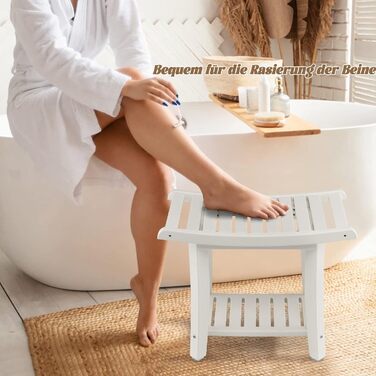 Стілець для душу Relax4Life з полицею та тримачами, білий, до 150 кг, 41x31,5x43,5 см
