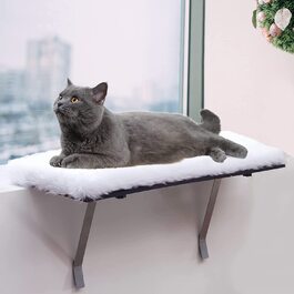 Шезлонг для кішок дзвінема, міцний гамак для кішок вагою до 35 фунтів, що миється і пухнастий гамак для кішок, Лежак для кішок для прийняття сонячних ванн, шезлонг для кішок - 60 * 30 см, сидіння біля вікна для білих кішок