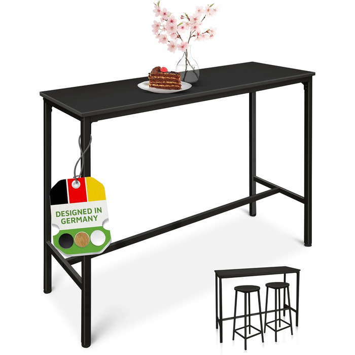 Барний стіл BeFair з дуба та білого кольору, 120x40x100 см, індустріальний стиль, з підніжкою