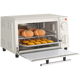 HOMCOM Міні-піч 9L Міні-піч із деко, решіткою для гриля, 100 °C-230 °C, з регульованою температурою та часом приготування, 60-хвилинний таймер, 750 Вт, нержавіюча сталь, кремово-білий | Aosom