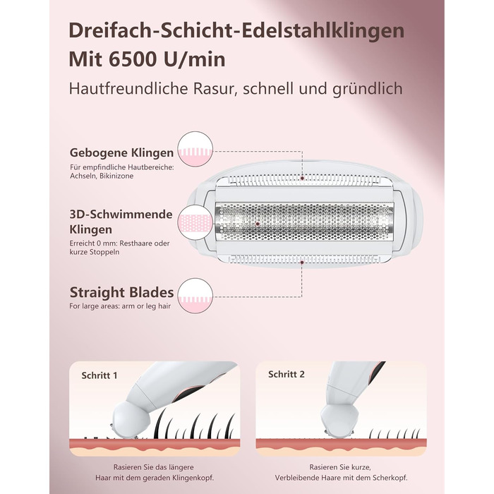 Жіноча інтимна бритва 3 в 1, засіб для видалення волосся на обличчі, електрична бритва для вологого сушіння, IPX7, USB, для лінії бікіні