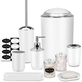 Набір аксесуарів для ванної кімнати IMAVO, зелений, 7 предметів: піднос, щітка для унітазу, сміттєвий бак