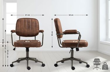 Ергономічне крісло для офісу CLP Natrona I - регульована висота, поворот на 360°, функція гойдання, м'яке сидіння, легкопрохідні ролики, колір: коньяк