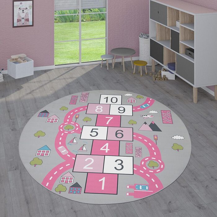 Килимок для дитячої кімнати Paco Home круглий 200 см рожевий