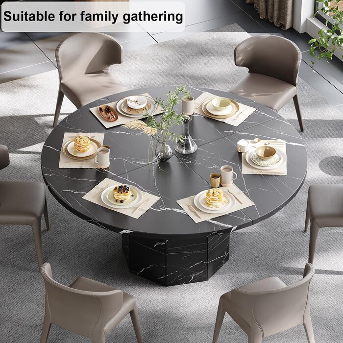 Дерев'яний обідній стіл HSH на 4-6 осіб, кухонний стіл, сучасний дизайн, 120x120x75 см (чорний)