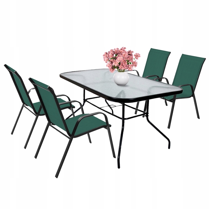 Комплект садових меблів: великий стіл (140x80) та 4 металеві стільці