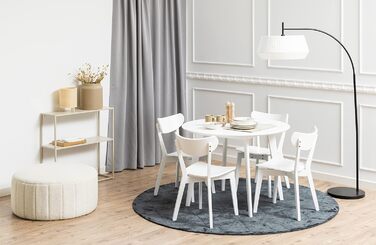 Стіл обідній Roxanne Runder від AC Design Furniture: круглий, Ø 105 см, висота 76 см, для 4 осіб, шпон, колір білий. Сучасний ретро стиль для кухні/їдальні