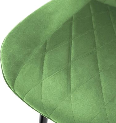 Крісла для обідньої зони ML-Design: обідні крісла з підлокітниками та спинкою, темно-зелені, з велюровим сидінням та металевими ніжками (4 шт.)