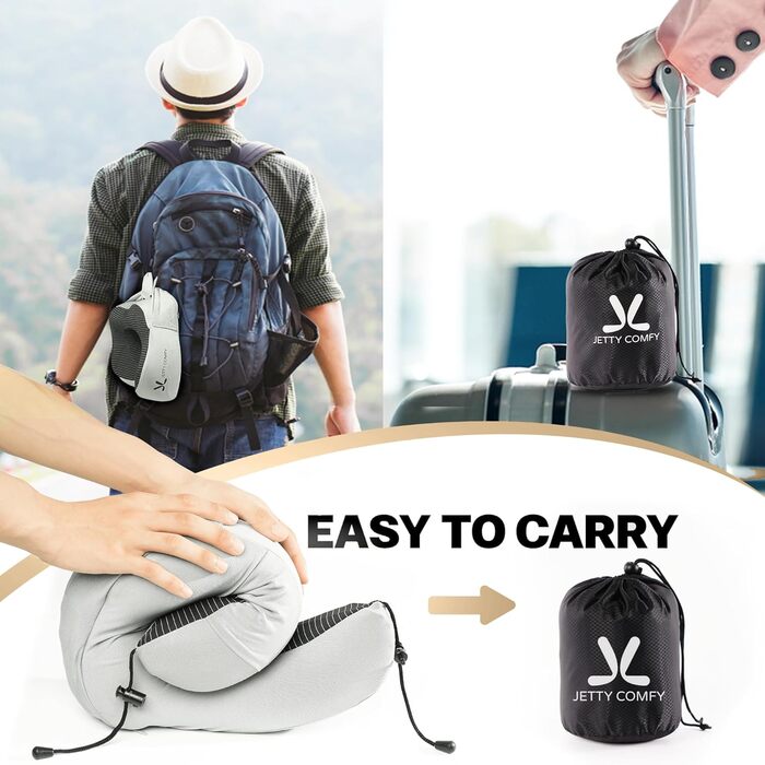 Подушка для шиї в подорожах з меморі-піною з капюшоном та захистом обличчя: підтримка шиї, зменшення навантаження та втоми, забезпечення приватності в літаку