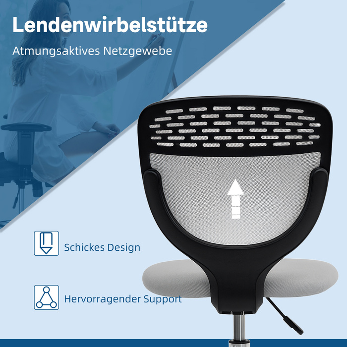 Офісний стілець, регульований по висоті, з м'яким сидінням, світло-сірого кольору