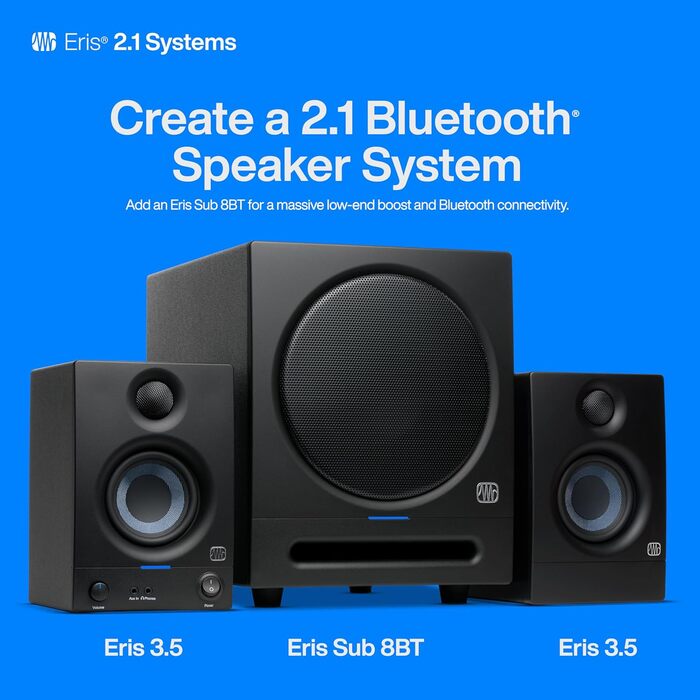 Акустична система PreSonus Eris 3.5 Gen 2, 50 Вт, чорна - для мультимедіа, геймінгу та студійної музики