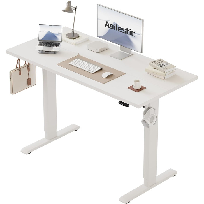 Регульований стіл Agilestic 110x60 см: електричний, з пам'яттю, ергономічний, для офісу та дому (білий)