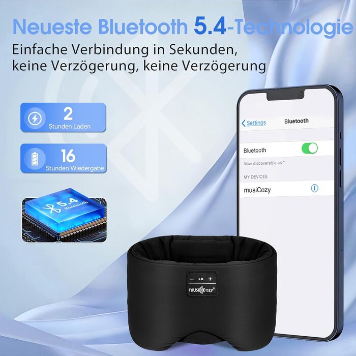 Маска для сну з Bluetooth навушниками, 100% затемнення, шовкова, для чоловіків та жінок, м'які навушники, Bluetooth маска для сну, подорожей (Чорний)