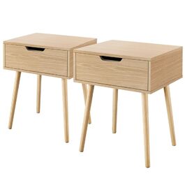 Приліжкові тумбочки Yaheetech (2 шт) з ящиком, світло-коричневий дуб